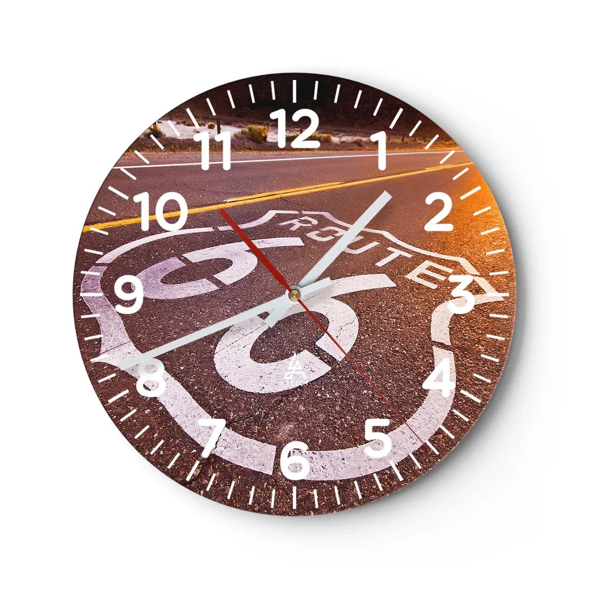 Wanduhr - Glasuhr - Die berühmte Straße 66 - 30x30 cm