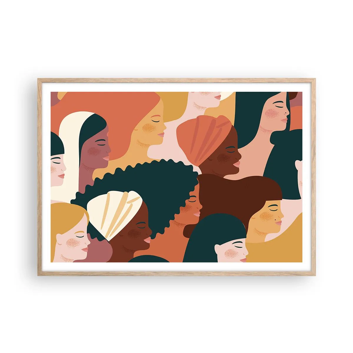 Poster in einem Rahmen aus heller Eiche - Nur Weiblichkeit - 100x70 cm