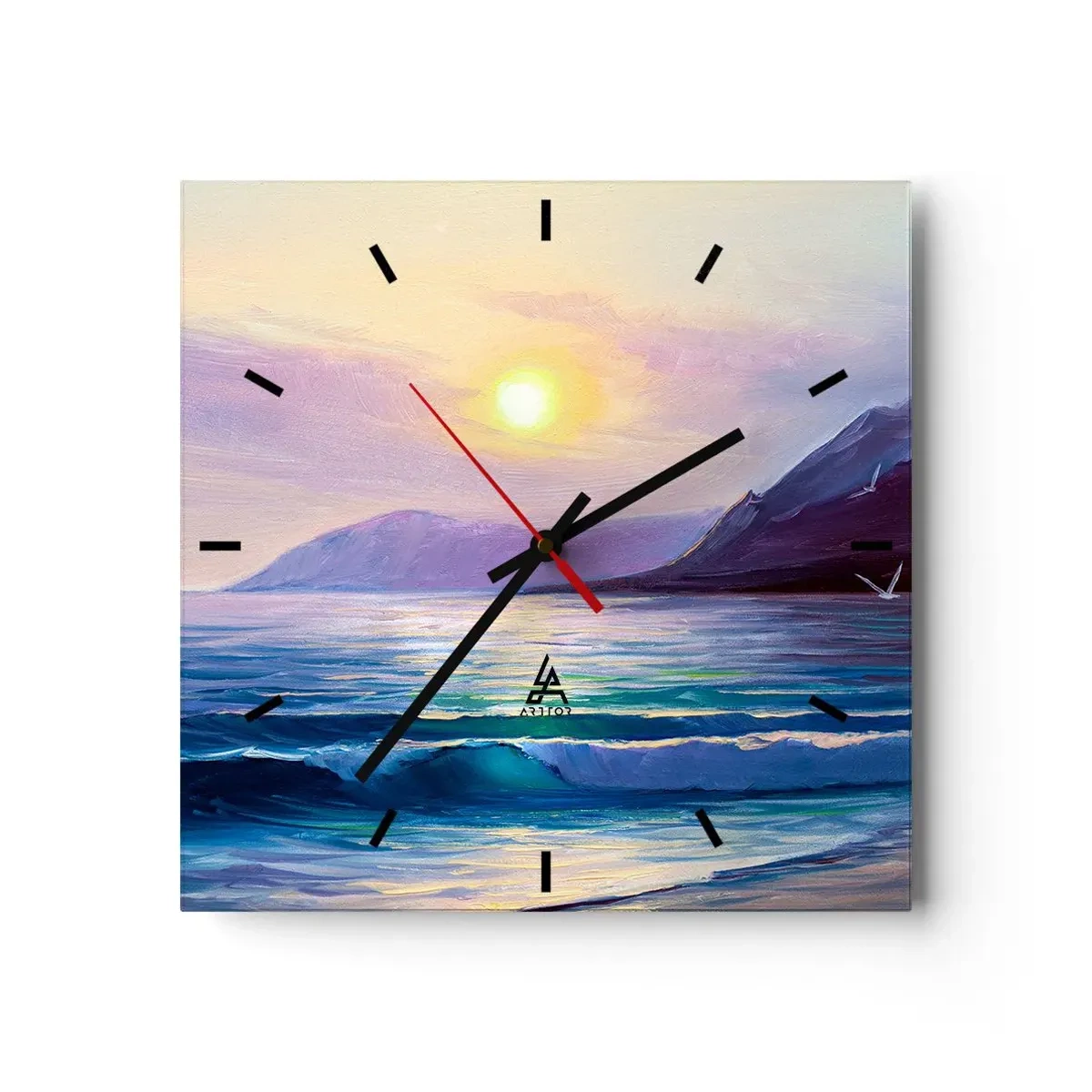 Wanduhr - Glasuhr - Wasser- und Luftkristall - 40x40 cm