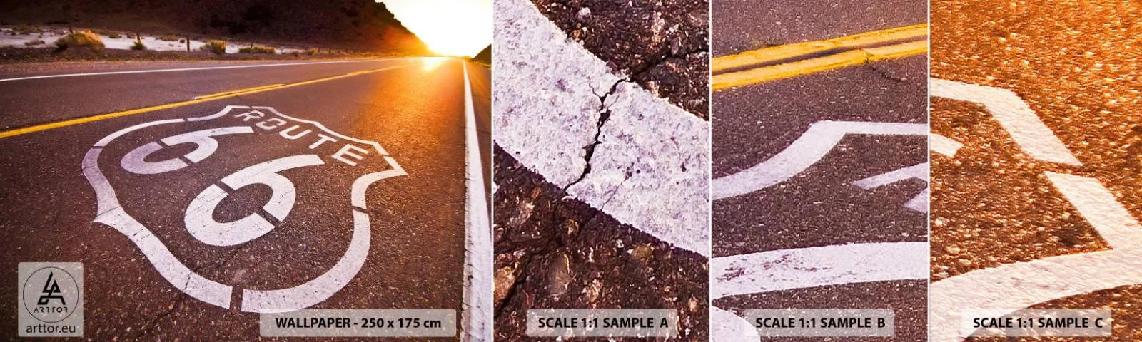 Fototapetenmuster Standard Eco - Die berühmte Straße 66 - USA, Automobil, Route 66 - 100x30 cm