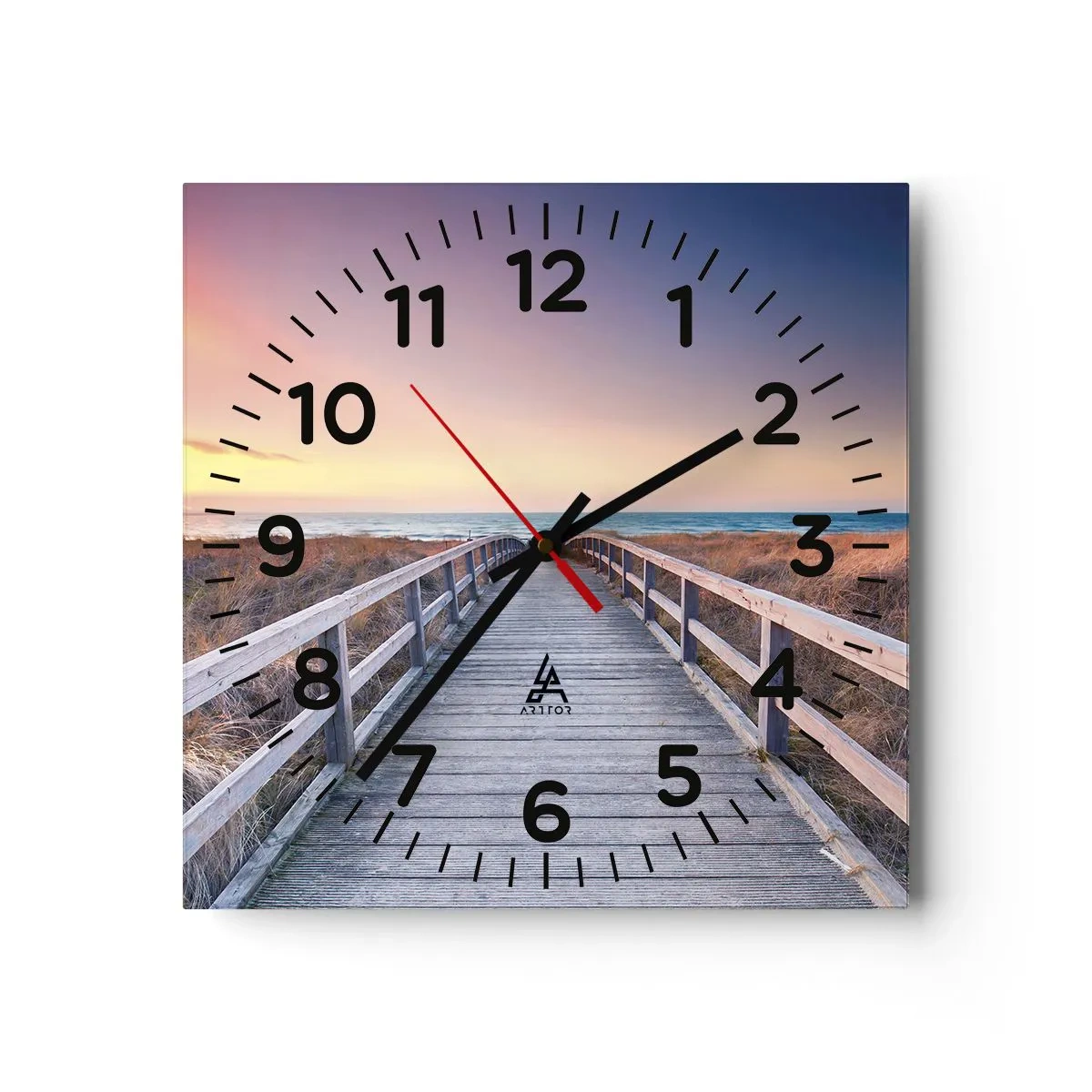 Wanduhr - Glasuhr - Baltische Abend-Aurora - 30x30 cm