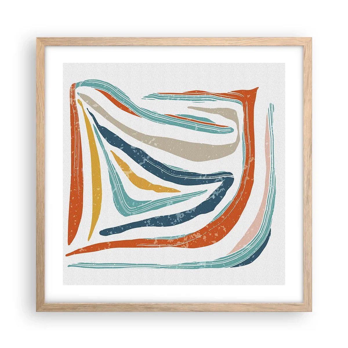 Poster in einem Rahmen aus heller Eiche - Abstraktion mit einem freundlichen Lächeln - 50x50 cm