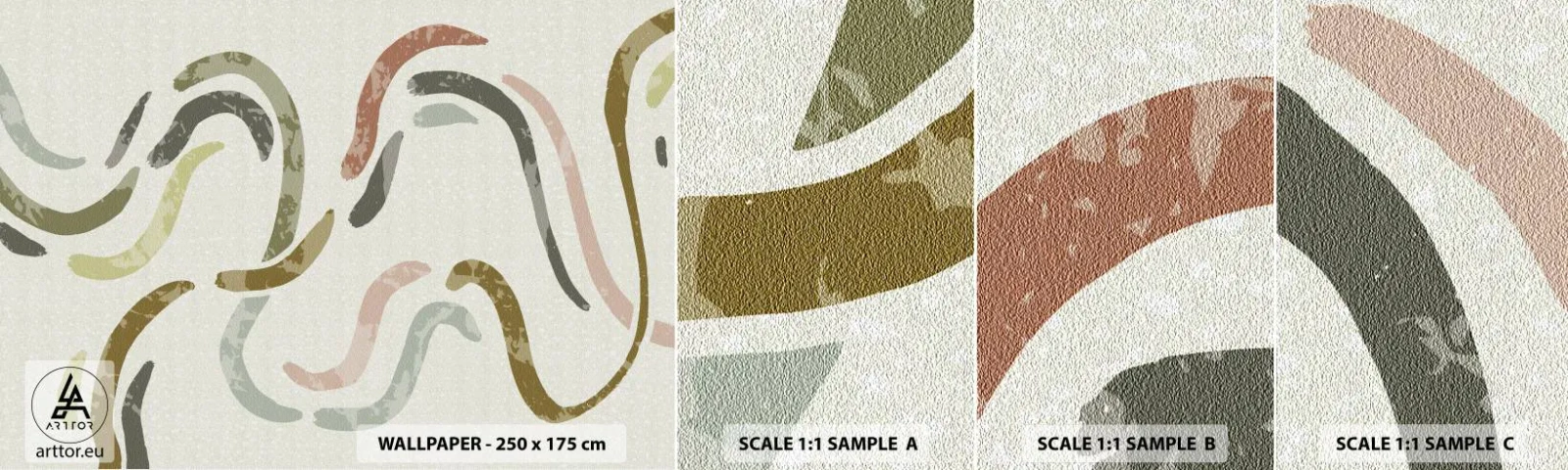 Fototapetenmuster Standard Eco - Fröhlicher Tanz der Abstraktion - Pastell, Minimalistisch, Hell - 100x30 cm