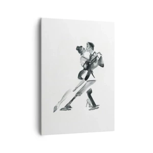 Bild auf Leinwand - Leinwandbild - Eine subtile Illustration eines tanzenden Paares im monochromen Stil. - 50x70cm - In einem Schlag - Moderne Wanddekoration für Wohnzimmer und Schlafzimmer ARTTOR