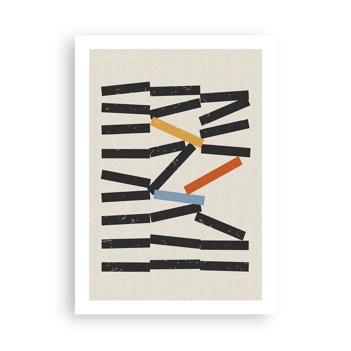 Poster - Abstrakte geometrische Komposition mit bunten Akzenten - 50x70cm - Domino – Komposition - Moderne Wanddekoration für Wohnzimmer und Schlafzimmer ARTTOR