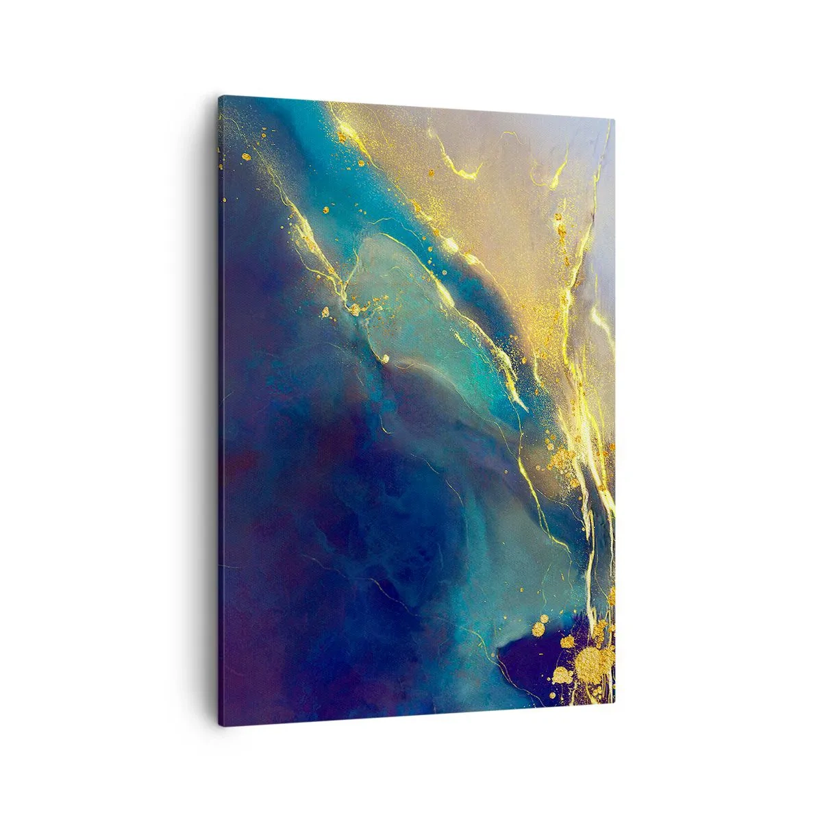 Bild auf Leinwand - Leinwandbild - Abstrakte Komposition in Blau- und Goldtönen auf Leinwand - 50x70cm - Der goldene Teich - Moderne Wanddekoration für Wohnzimmer und Schlafzimmer ARTTOR