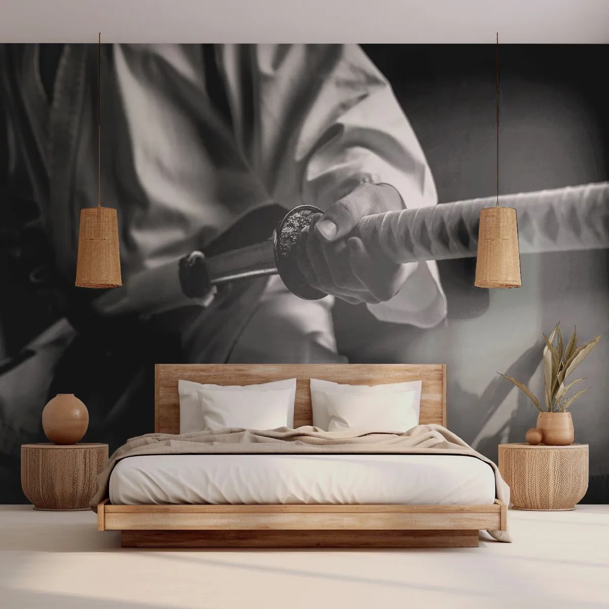 Maßgeschneiderte Fototapete Standard Eco - Kriegerseele - Samurai-Schwert, Japan, Kampfkunst