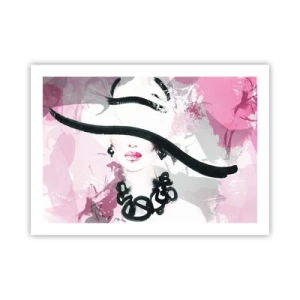 Poster - Bildnis einer Dame in Schwarz und Pink - 70x50 cm