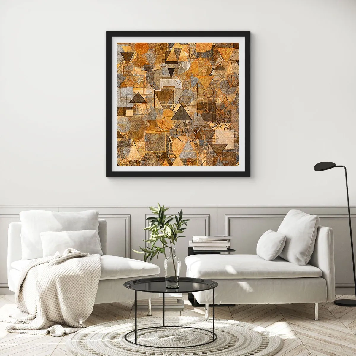 Poster in einem schwarzem Rahmen - Die Welt in Form - 40x40 cm