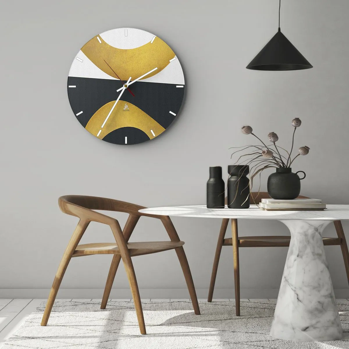 Wanduhr - Glasuhr - Erstens: Gold - 40x40 cm