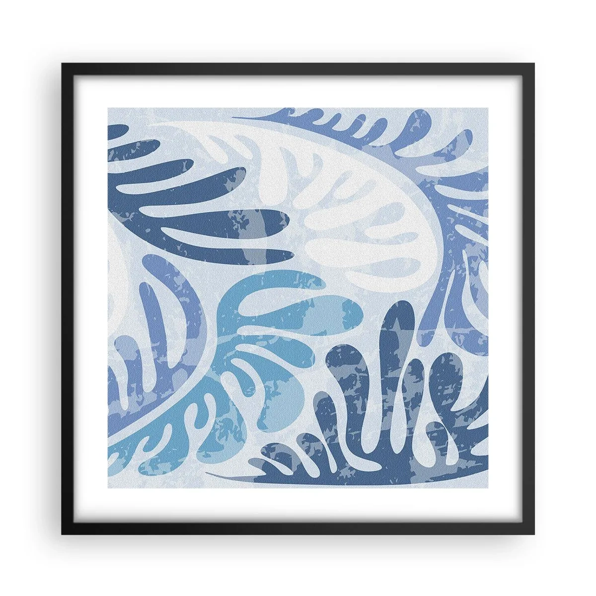 Poster in einem schwarzem Rahmen - Blaue Farne - 50x50 cm