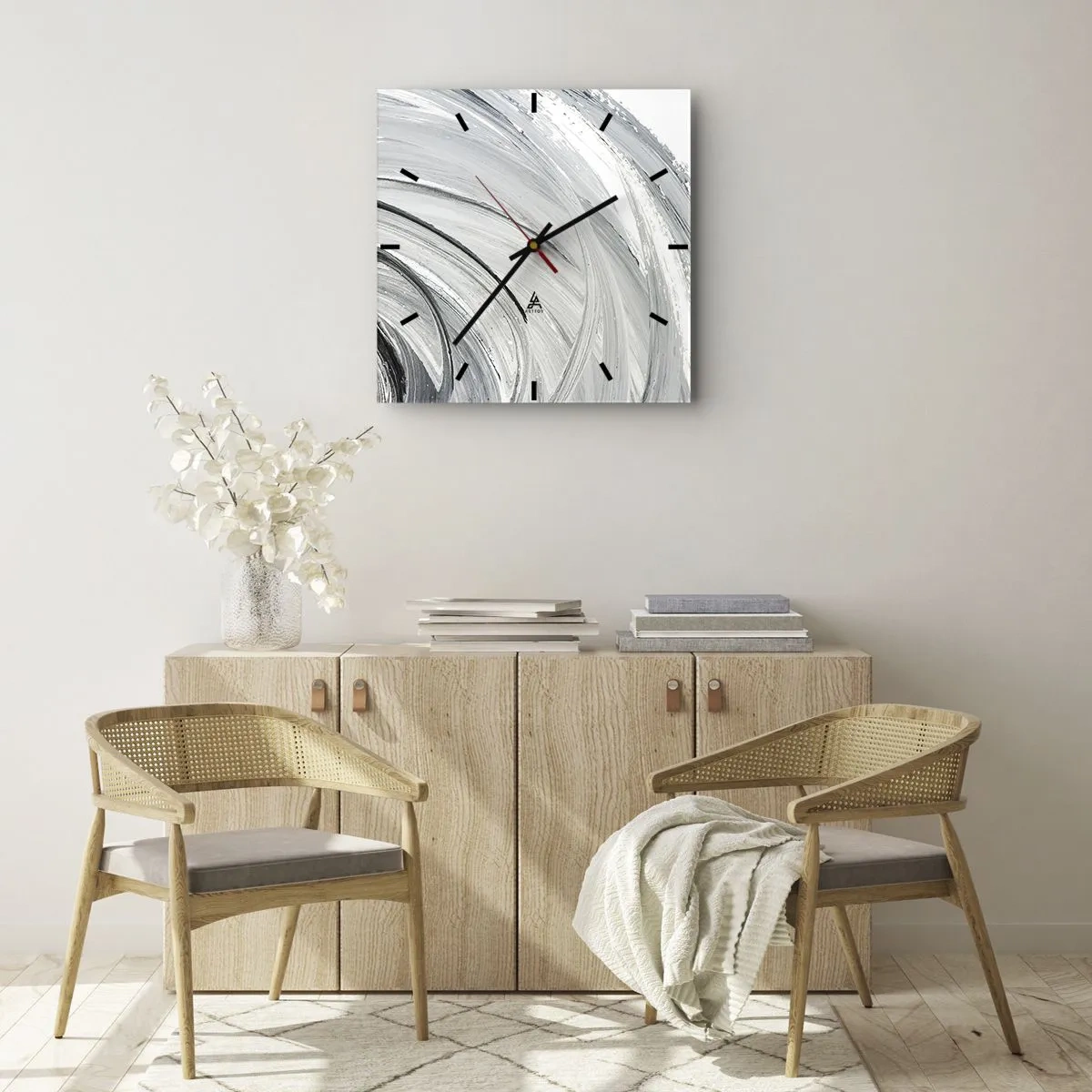 Wanduhr - Glasuhr - Orbitale Komposition - 40x40 cm