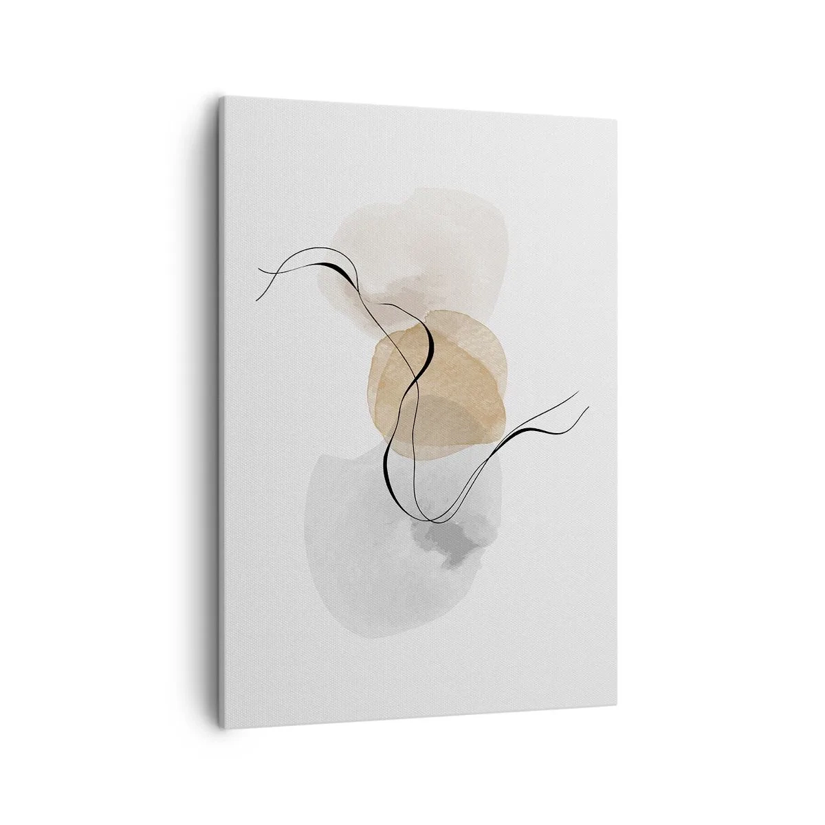Bild auf Leinwand - Leinwandbild - Minimalistische Abstraktion in Beige- und Grautönen - 50x70cm - Luftperlen - Moderne Wanddekoration für Wohnzimmer und Schlafzimmer ARTTOR