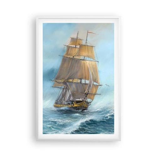 Poster in einem weißen Rahmen - Über die Wellen gleiten - 61x91 cm