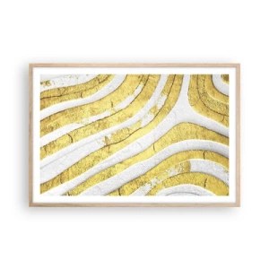 Poster in einem Rahmen aus heller Eiche - Komposition in Weiß und Gold - 91x61 cm