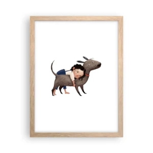 Poster in einem Rahmen aus heller Eiche - Beste Freunde - 30x40 cm