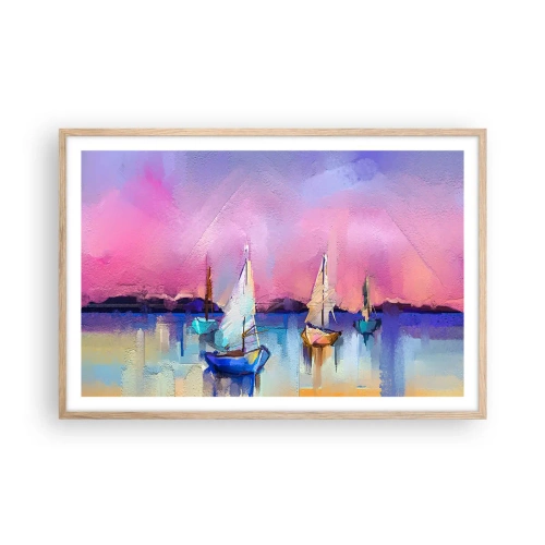 Poster in einem Rahmen aus heller Eiche - Richtung: breites Wasser - 91x61 cm