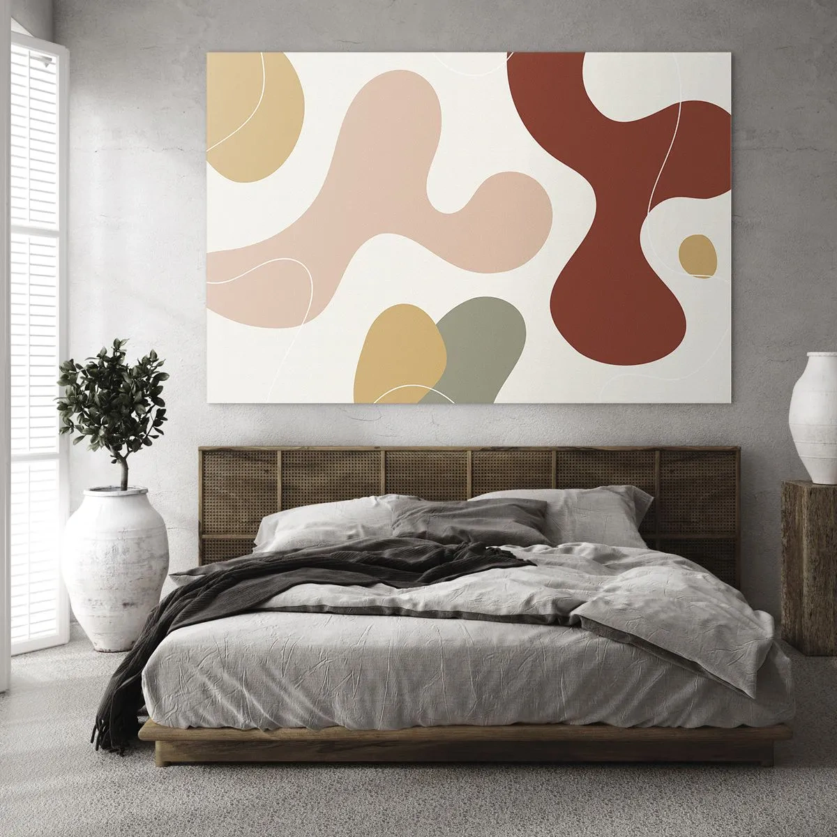 Glasbild - Bild auf glas - Abstrakte Komposition organischer Formen - 100x70cm - Kringel oder Schnörkel? - Moderne Wanddekoration für Wohnzimmer und Schlafzimmer ARTTOR