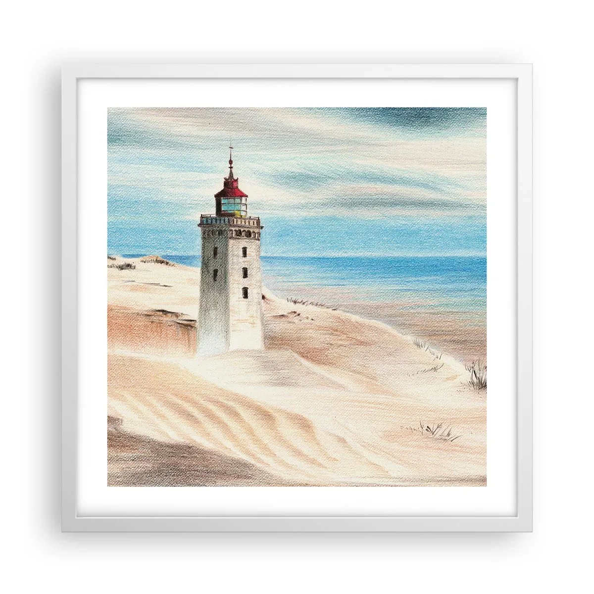 Poster in einem weißen Rahmen - Immer aufs Meer starrend - 50x50 cm