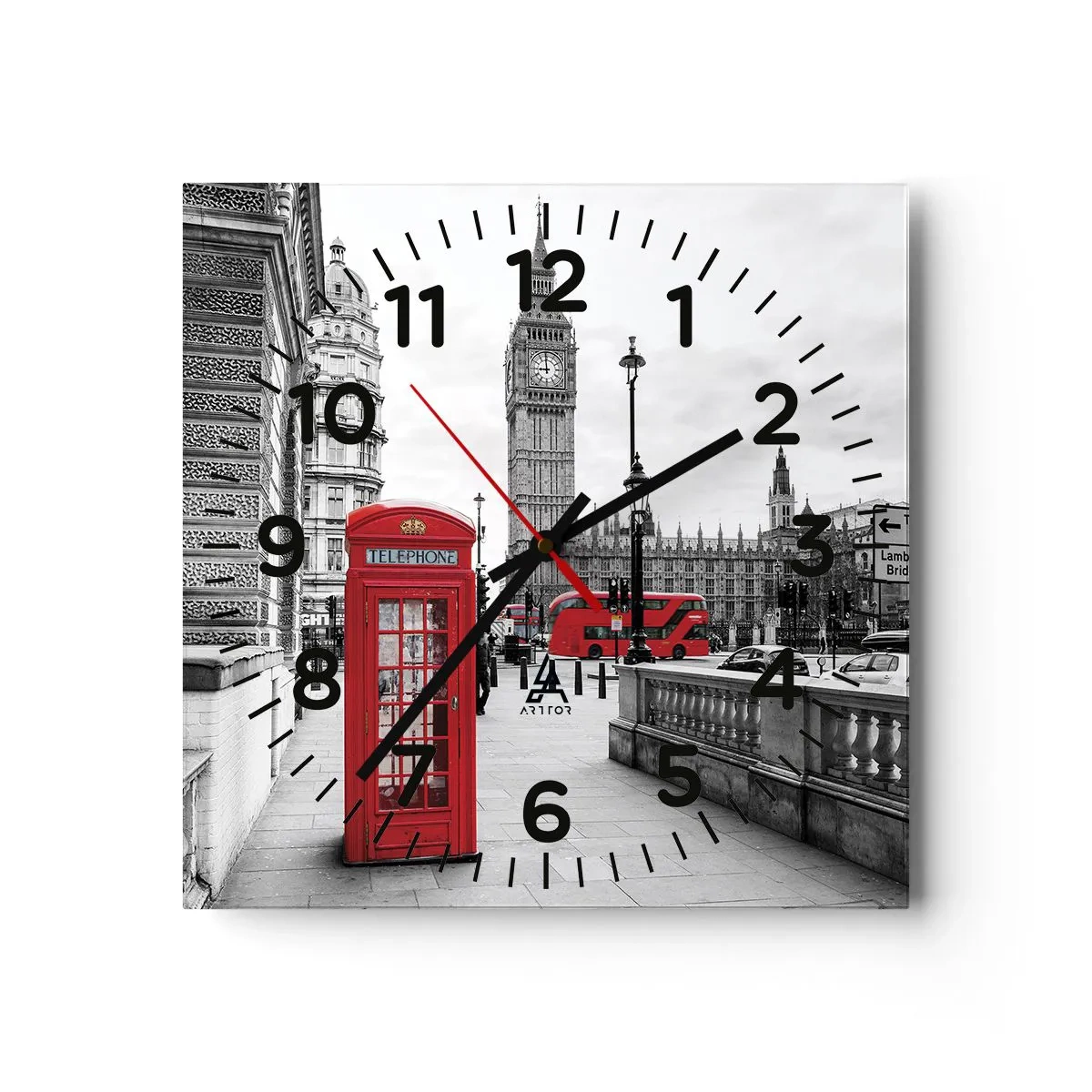 Wanduhr - Glasuhr - London, ohne Zweifel - 40x40 cm
