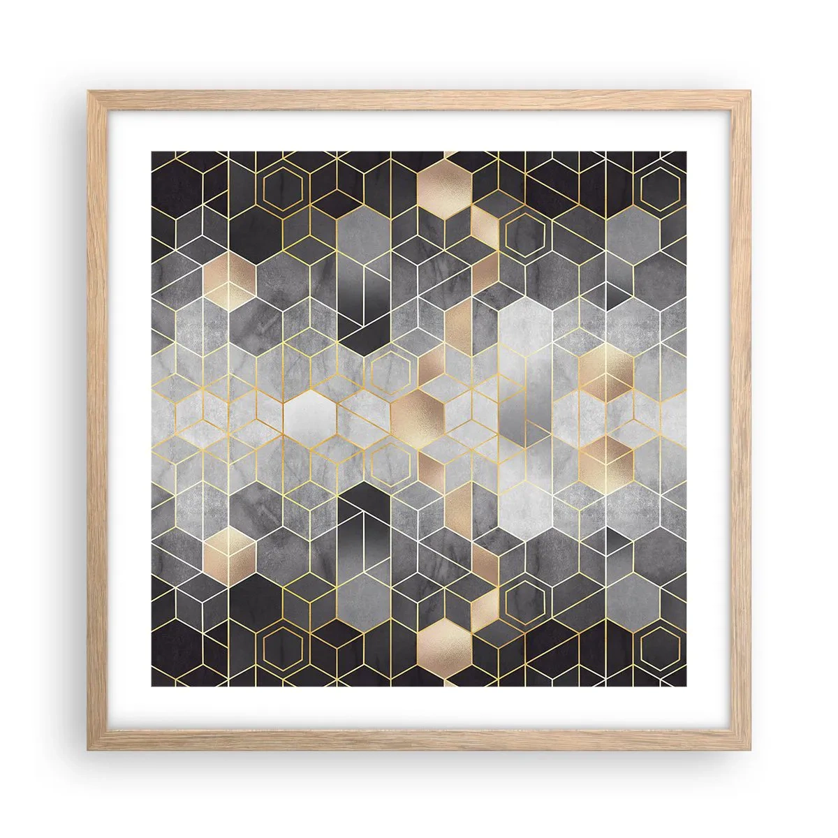Poster in einem Rahmen aus heller Eiche - Diamant-Komposition - 50x50 cm