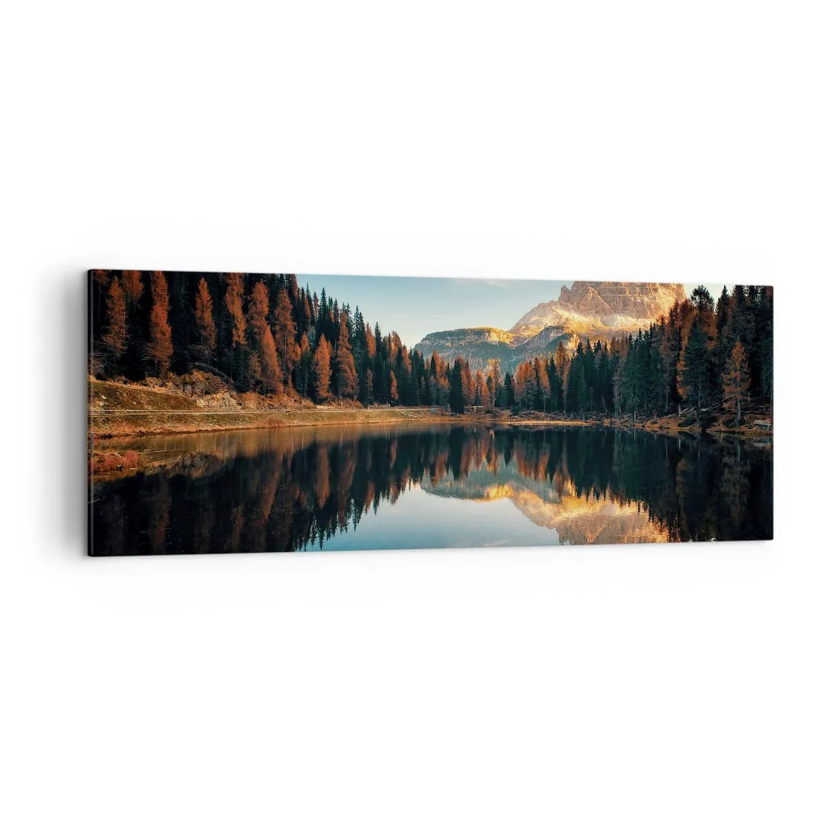 Bild auf Leinwand - Leinwandbild - Berglandschaft mit See und Wald - 140x50cm - Doppelte Landschaft - Moderne Wanddekoration für Wohnzimmer und Schlafzimmer ARTTOR