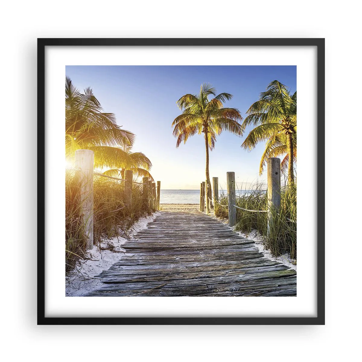 Poster in einem schwarzem Rahmen - Direkt ins Paradies - 50x50 cm
