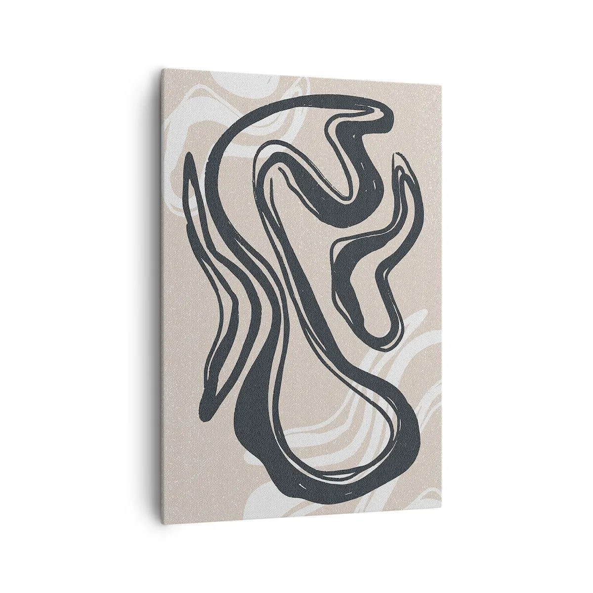 Bild auf Leinwand - Leinwandbild - Abstrakte Linien in dunklen Farbtönen auf beigem Hintergrund - 70x100cm - Vervielfachter Ausdruck - Moderne Wanddekoration für Wohnzimmer und Schlafzimmer ARTTOR