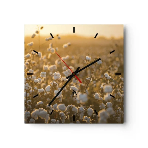 Wanduhr - Glasuhr - Fluffiges Feld - 40x40 cm