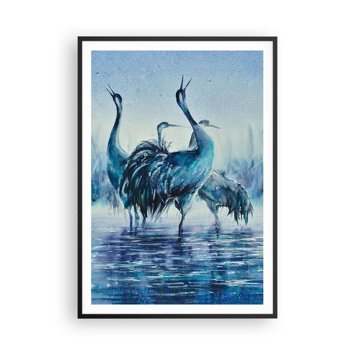 Poster in einem schwarzem Rahmen - Morgentliches Treffen - 70x100 cm