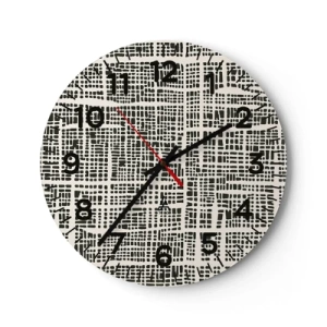 Wanduhr - Glasuhr - Gewebte Komposition - 30x30 cm