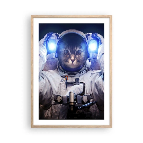 Poster in einem Rahmen aus heller Eiche - Houston, du hast ein Problem - 50x70 cm