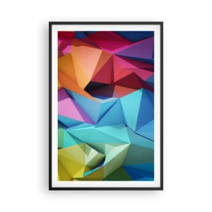 Poster in einem schwarzem Rahmen - Regenbogen-Origami - 61x91 cm