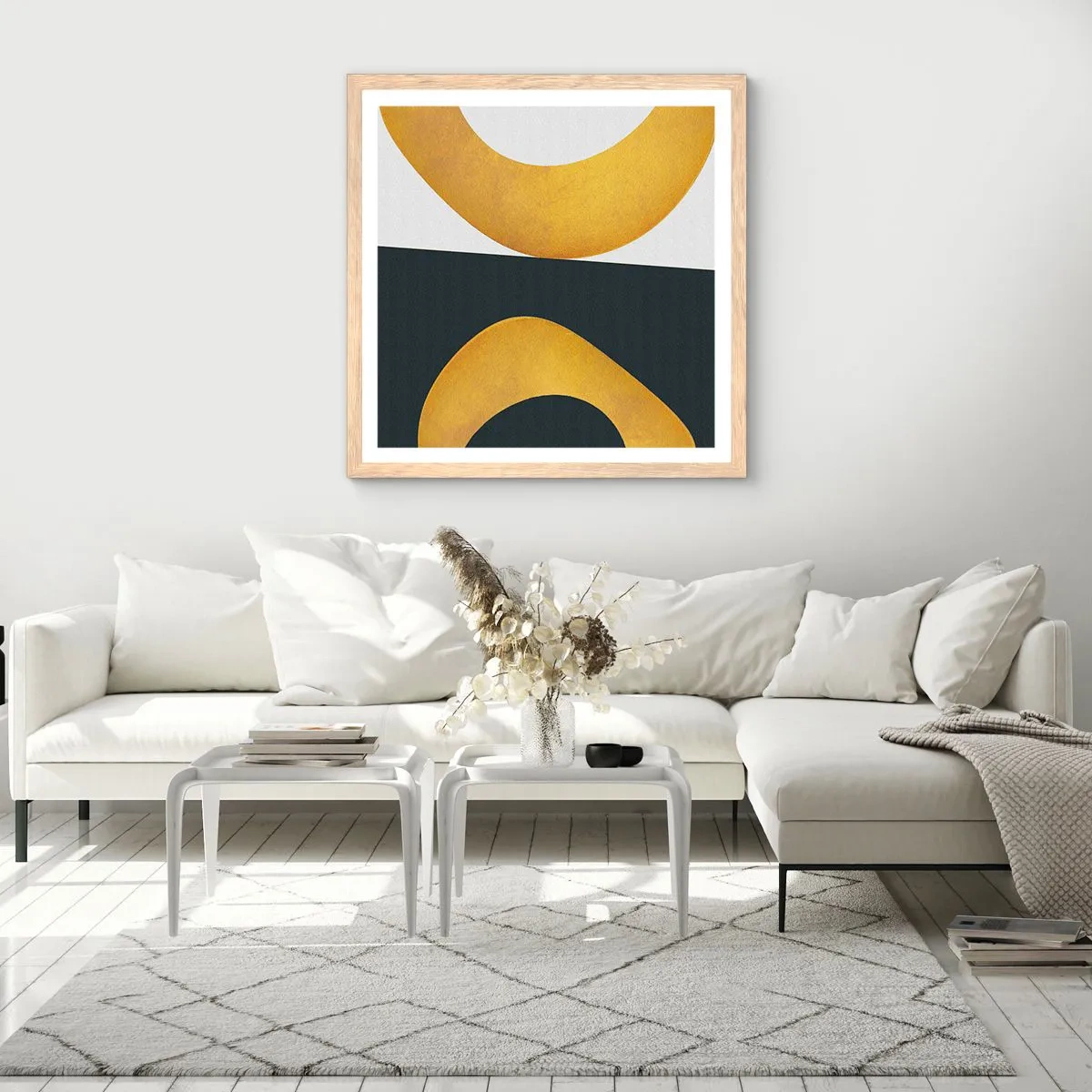 Poster in einem Rahmen aus heller Eiche - Erstens: Gold - 60x60 cm