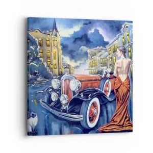 Bild auf Leinwand - Leinwandbild - Nocturne in Blau und Koralle - 40x40 cm