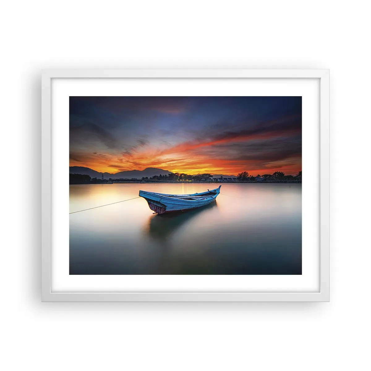 Poster in einem weißen Rahmen - Eine gute Nacht kommt - 50x40 cm