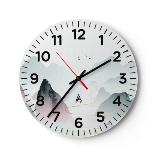 Wanduhr - Glasuhr - Über die Gipfel - 30x30 cm