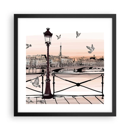 Poster in einem schwarzem Rahmen - Über den Dächern von Paris - 40x40 cm