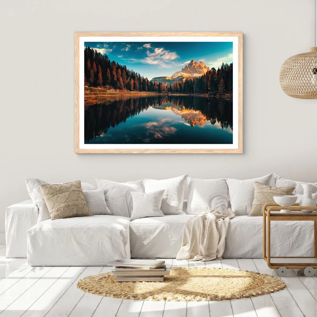 Poster in einem Rahmen aus heller Eiche - Doppelte Landschaft - 50x40 cm