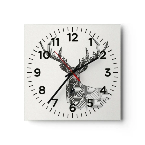 Wanduhr - Glasuhr - Ein Hirsch im kubistischen Stil - 30x30 cm