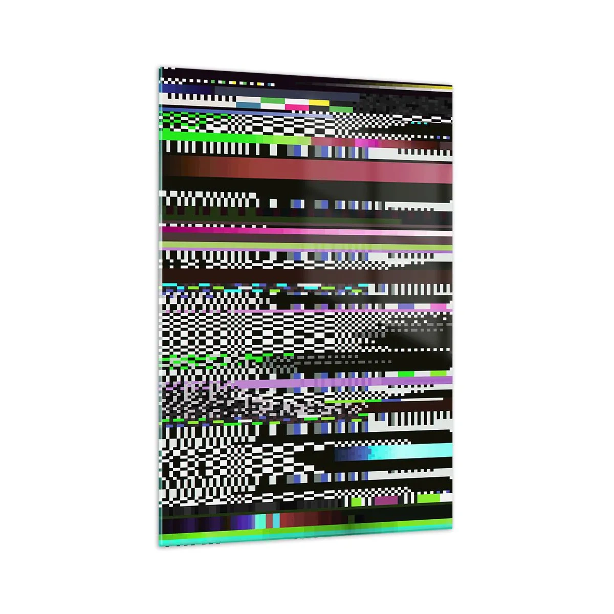Glasbild - Bild auf glas - Bunte Linien und Pixel im abstrakten Stil - 70x100cm - Das Kontrollbild der Realität - Moderne Wanddekoration für Wohnzimmer und Schlafzimmer ARTTOR