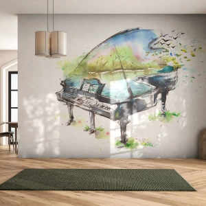 Fototapete Premium Sand - Von Musik verzaubert - Klavier, Abstraktion, Musik - 200x140 cm