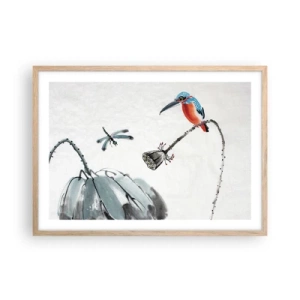 Poster in einem Rahmen aus heller Eiche - Das Leben der Wiese - 70x50 cm