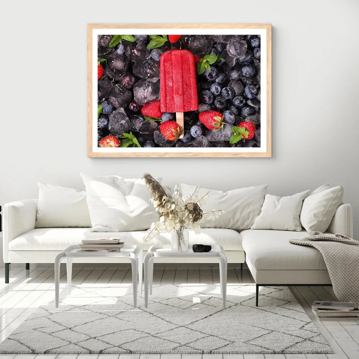 Poster in einem Rahmen aus heller Eiche - So schmeckt der heiße Sommer - 100x70 cm