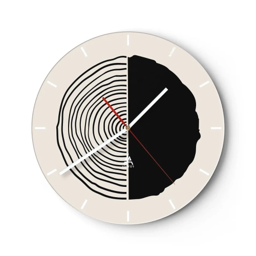 Wanduhr - Glasuhr - Halb und halb - 40x40 cm
