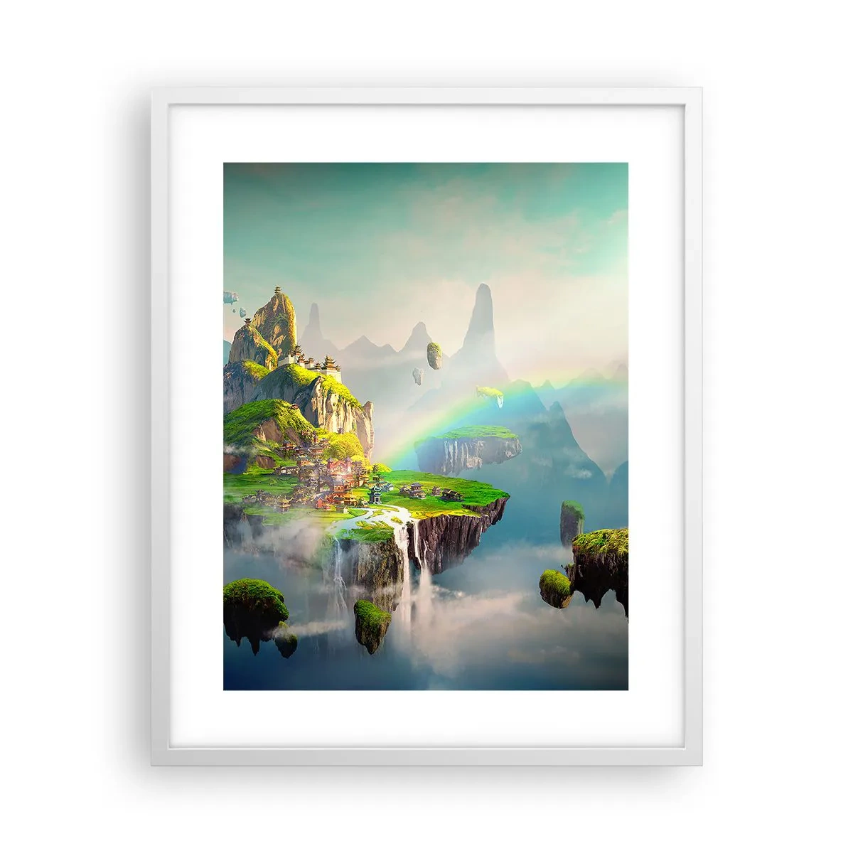 Poster in einem weißen Rahmen - Mitten am Himmel - glückliche Inseln - 40x50 cm