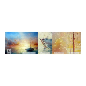 Fototapeten Muster Premium Canvas - In einer goldenen Bucht - Segelboot, Landschaft, Meer - 100x30 cm