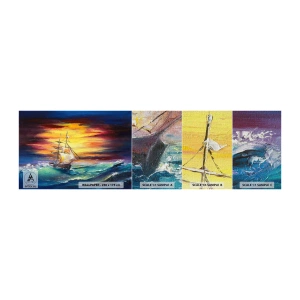 Fototapeten Muster Premium Canvas - Tapfer unter den Wellen - Segelschiff, Meer, Sturm - 100x30 cm