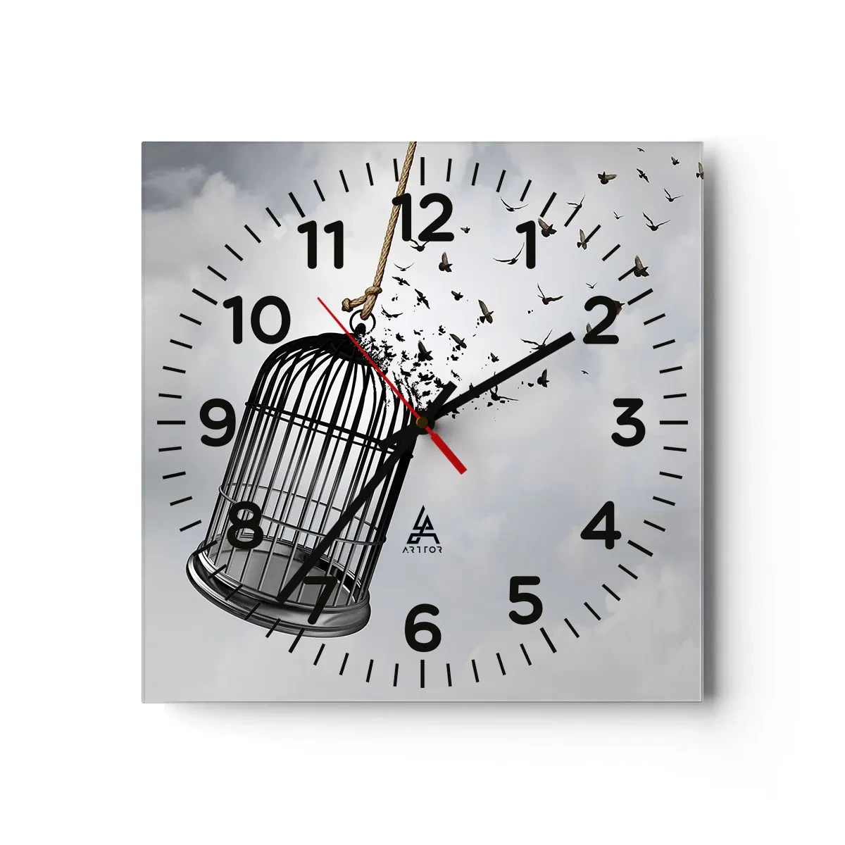 Wanduhr - Glasuhr - Glaube ... Hoffnung ... Freiheit! - 30x30 cm