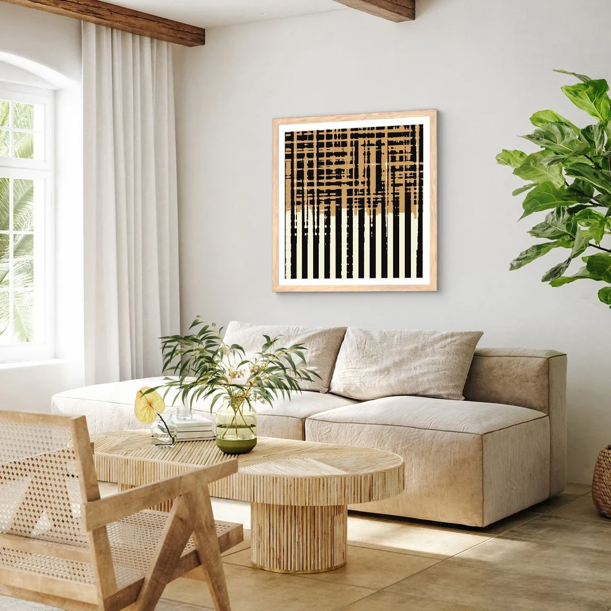 Poster in einem Rahmen aus heller Eiche - Architektonische Abstraktion - 30x30 cm